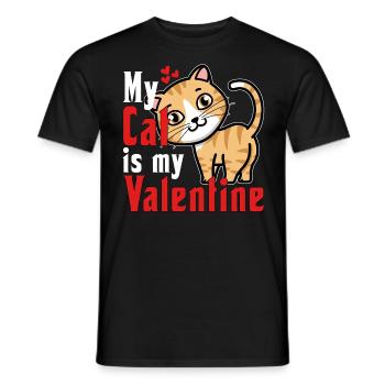 my cat is my valentine - Männer T-Shirt - Schwarz - Vorne - AI Model Male 178 light (178cm)