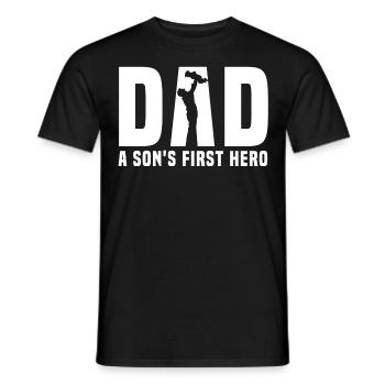 Dad Son Hero - Men's T-Shirt - black - Front - AI Model Male 178 light (178cm)