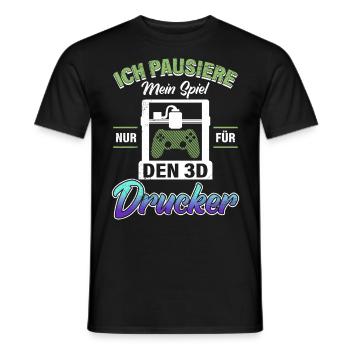 Fan d’impression 3D Mettre mon jeu en pause uniquement pour la 3D - T-shirt homme - noir - Devant - AI Model Male 178 light (178cm)