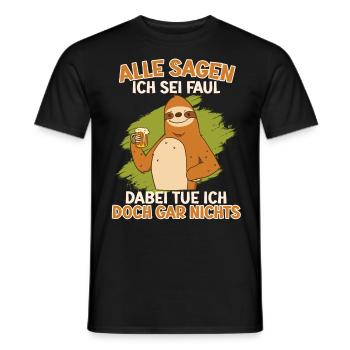 Sloth: Everybody says I'm lazy, don't do anything - Men's T-Shirt - black - Front - AI Model Male 178 light (178cm)