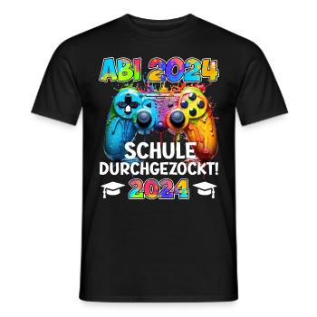 Abi 2024 School Played Through Gamer Funny - Men's T-Shirt - black - Front - AI Model Male 178 light (178cm)