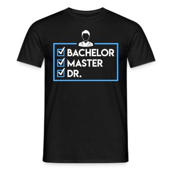 Bachelier Master Dr. Doctorat complété - T-shirt homme - noir - Devant - AI Model Male 178 light (178cm)