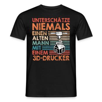 L’impression 3D Ne sous-estimez jamais un vieil homme avec - T-shirt homme - noir - Devant - AI Model Male 178 light (178cm)