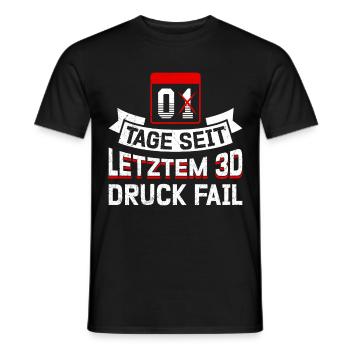 Nerd 3D Druck 0 Tage Seit Letztem 3D Druck Fail - Männer T-Shirt - Schwarz - Vorne - AI Model Male 178 light (178cm)