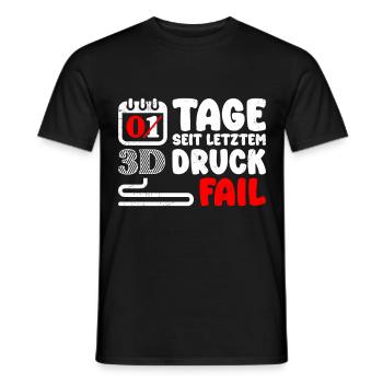 Nerd 3D Druck 0 Tage Seit Letztem 3D Druck Fail - Männer T-Shirt - Schwarz - Vorne - AI Model Male 178 light (178cm)
