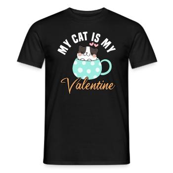 my cat is my valentine - Männer T-Shirt - Schwarz - Vorne - AI Model Male 178 light (178cm)