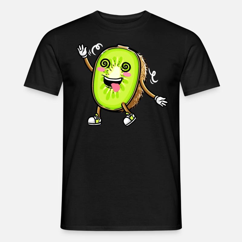 Kiwi Fruit Kawaii Emoticon - Männer T-Shirt - Schwarz
