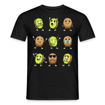 Kiwi Fruit Kawaii Emoticon - Men's T-Shirt - black - Front - AI Model Male 178 light (178cm)