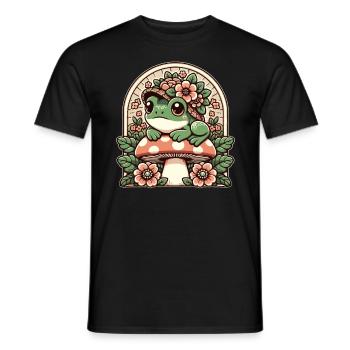 Cottage Core Frosch Mit Blumenhut Pilz - Männer T-Shirt - Schwarz - Vorne - AI Model Male 178 light (178cm)