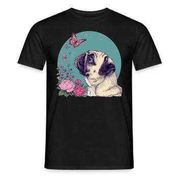 Mops und Schmetterling - Männer T-Shirt - Schwarz - Vorne - AI Model Male 178 light (178cm)