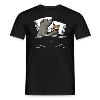 staffStaffordshire Bull Terrier dog with cuddly tie - Men's T-Shirt - black - Front - AI Model Male 178 light (178cm)