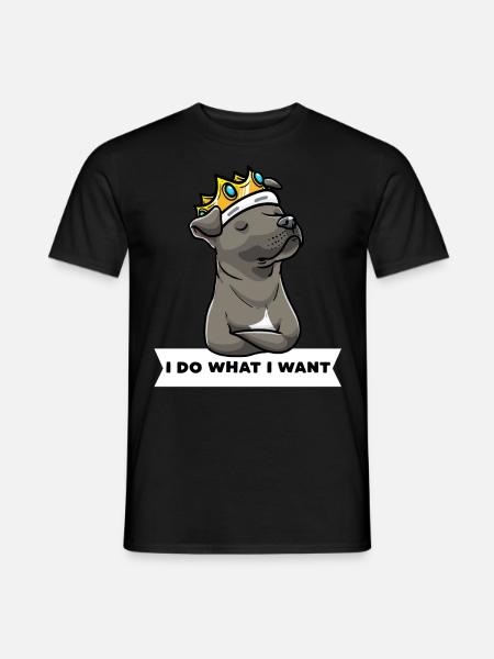 Staffordshire Bull Terrier Pies z Koroną - T-shirt męski - czarny
