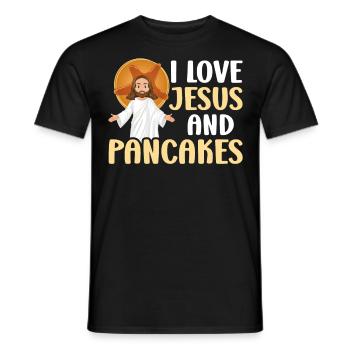 Les enfants amoureux des crêpes J’aime Jésus - T-shirt homme - noir - Devant - AI Model Male 178 light (178cm)