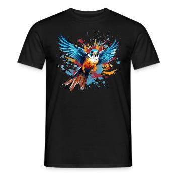 Buntfalke Farbkleckse Farbspritzer - Männer T-Shirt - Schwarz - Vorne - AI Model Male 178 light (178cm)