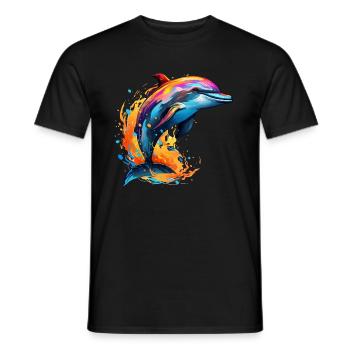 Colorful dolphin paint blobs paint splashes - Men's T-Shirt - black - Front - AI Model Male 178 light (178cm)