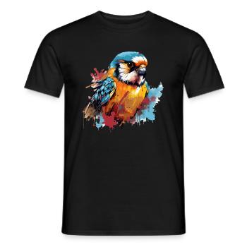 Buntfalke Farbkleckse Farbspritzer - Männer T-Shirt - Schwarz - Vorne - AI Model Male 178 light (178cm)
