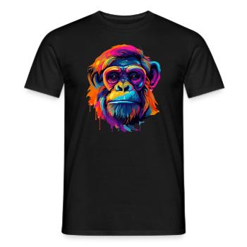 Colorful bonobo paint splashes of paint - Men's T-Shirt - black - Front - AI Model Male 178 light (178cm)