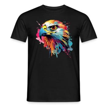 Peinture de faucon coloré blobs éclaboussures de peinture - T-shirt homme - noir - Devant - AI Model Male 178 light (178cm)