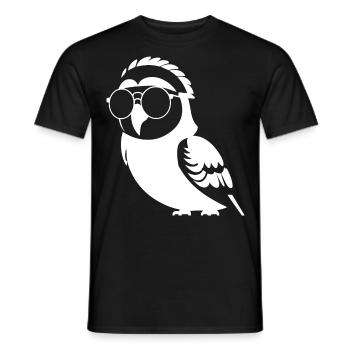 Drôle d’oiseau portant des lunettes de soleil Cool Bourke’s Parak - T-shirt homme - noir - Devant - AI Model Male 178 light (178cm)