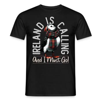 Ireland, Puffin, Ireland Is Calling - Men's T-Shirt - black - Front - AI Model Male 178 light (178cm)