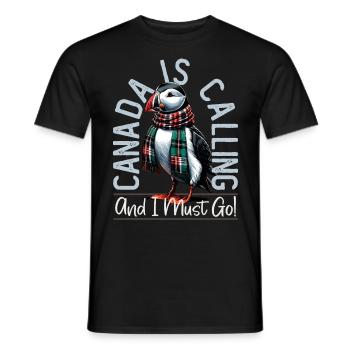 Canada, Puffins, Canada Is Calling - Men's T-Shirt - black - Front - AI Model Male 178 light (178cm)