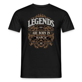 1993 Mars Naissance Anniversaire Année de naissance - T-shirt homme - noir - Devant - AI Model Male 178 light (178cm)