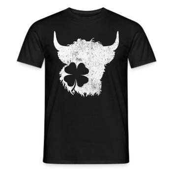 Shamrock Highland Cow - Men's T-Shirt - black - Front - AI Model Male 178 light (178cm)