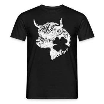 Shamrock Scottish Highland Cattle - Men's T-Shirt - black - Front - AI Model Male 178 light (178cm)