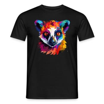 Colorful Lemur, Splashes of Paint, Splashes of Paint - Men's T-Shirt - black - Front - AI Model Male 178 light (178cm)
