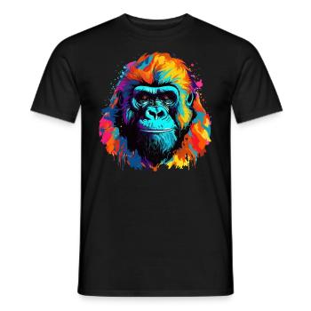 Bunter Gorilla Farbkleckse Farbspritzer - Männer T-Shirt - Schwarz - Vorne - AI Model Male 178 light (178cm)