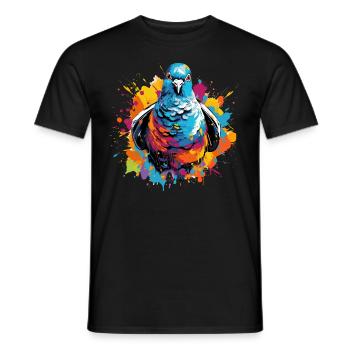Colombe colorée, taches de peinture, éclaboussures de peinture - T-shirt homme - noir - Devant - AI Model Male 178 light (178cm)