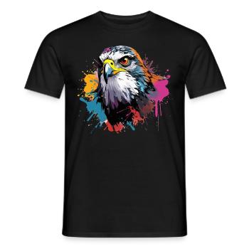 Bunter Wanderfalke Farbkleckse Farbspritzer - Männer T-Shirt - Schwarz - Vorne - AI Model Male 178 light (178cm)
