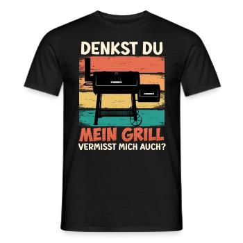Fleischliebhaber DENKST DU MEIN GRILL VERMISST - Männer T-Shirt - Schwarz - Vorne - AI Model Male 178 light (178cm)