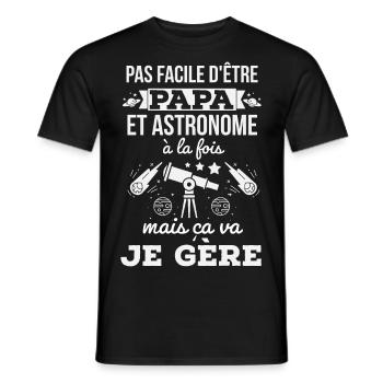 Papa astronome amateur téléscope - T-shirt homme - noir - Devant - AI Model Male 178 light (178cm)