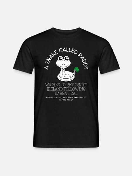 St Patrick's Day Wit - Paddy the Snake - Men's T-Shirt - black