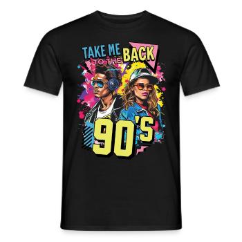 90s 90s Music Colorful Party Carnival Costume - Men's T-Shirt - black - Front - AI Model Male 178 light (178cm)