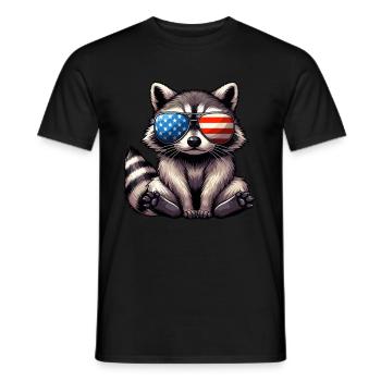Jour de l’indépendance de l’Amérique raton laveur américain mignon - T-shirt homme - noir - Devant - AI Model Male 178 light (178cm)