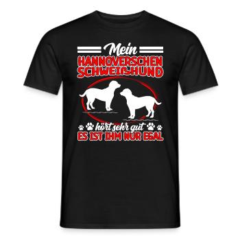 Le chien courant hanovrien entend très bien - T-shirt homme - noir - Devant - AI Model Male 178 light (178cm)