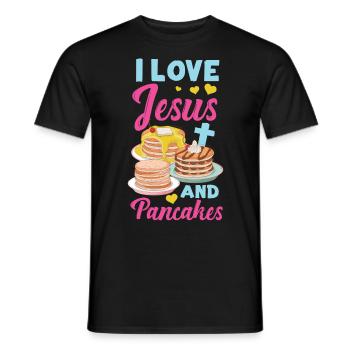 Les enfants amoureux des crêpes J’aime Jésus - T-shirt homme - noir - Devant - AI Model Male 178 light (178cm)