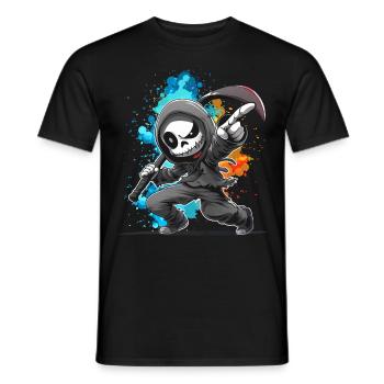 The Grim Reaper. Fantasy, Fun, Fun, Cool, Humor, Horny - Men's T-Shirt - black - Front - AI Model Male 178 light (178cm)