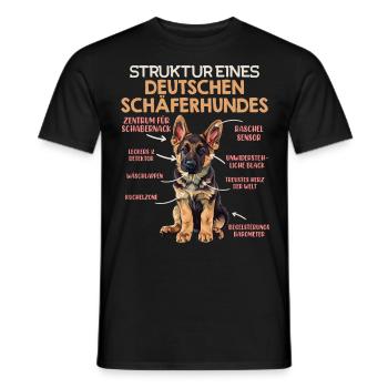 Hundehalter STRUKTUR EINES DEUTSCHEN SCHÄFERHUNDES - Männer T-Shirt - Schwarz - Vorne - AI Model Male 178 light (178cm)