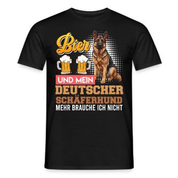 BIER UND MEIN DEUTSCHER SCHÄFERHUND Lustiges - Männer T-Shirt - Schwarz - Vorne - AI Model Male 178 light (178cm)