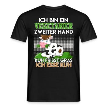 VEGETARIER ZWEITER HAND KUH FRISST GRAS ICH FRESSE - Männer T-Shirt - Schwarz - Vorne - AI Model Male 178 light (178cm)