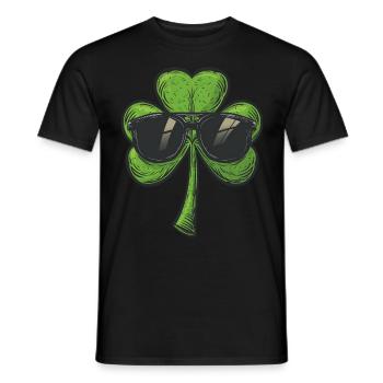 Saint Patricks day Kleeblatt Sonnenbrille Shamrock - Männer T-Shirt - Schwarz - Vorne - AI Model Male 178 light (178cm)