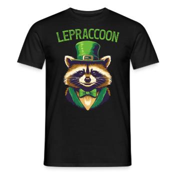 Lepraccoon Saint Patrick Waschbär Kobold Irisch - Männer T-Shirt - Schwarz - Vorne - AI Model Male 178 light (178cm)