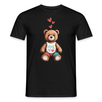 Teddy Bear Cartoon with Hearts Teddy Bear Cute - Men's T-Shirt - black - Front - AI Model Male 178 light (178cm)