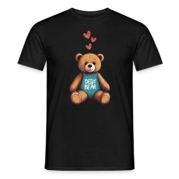 Teddy Bear Cartoon with Hearts Teddy Bear Cute - Men's T-Shirt - black - Front - AI Model Male 178 light (178cm)