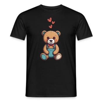 Teddy Bear Cartoon with Hearts Teddy Bear Cute - Men's T-Shirt - black - Front - AI Model Male 178 light (178cm)