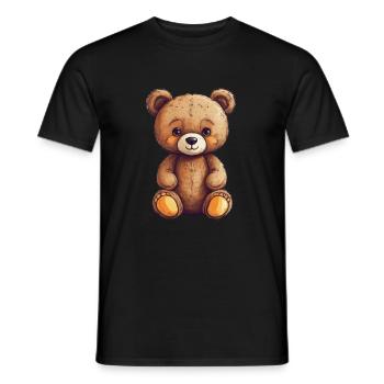 Teddy Bear Cartoon with Hearts Teddy Bear Cute - Men's T-Shirt - black - Front - AI Model Male 178 light (178cm)