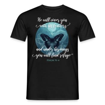 Christian Quote Bible Verse Religious - Men's T-Shirt - black - Front - AI Model Male 178 light (178cm)
